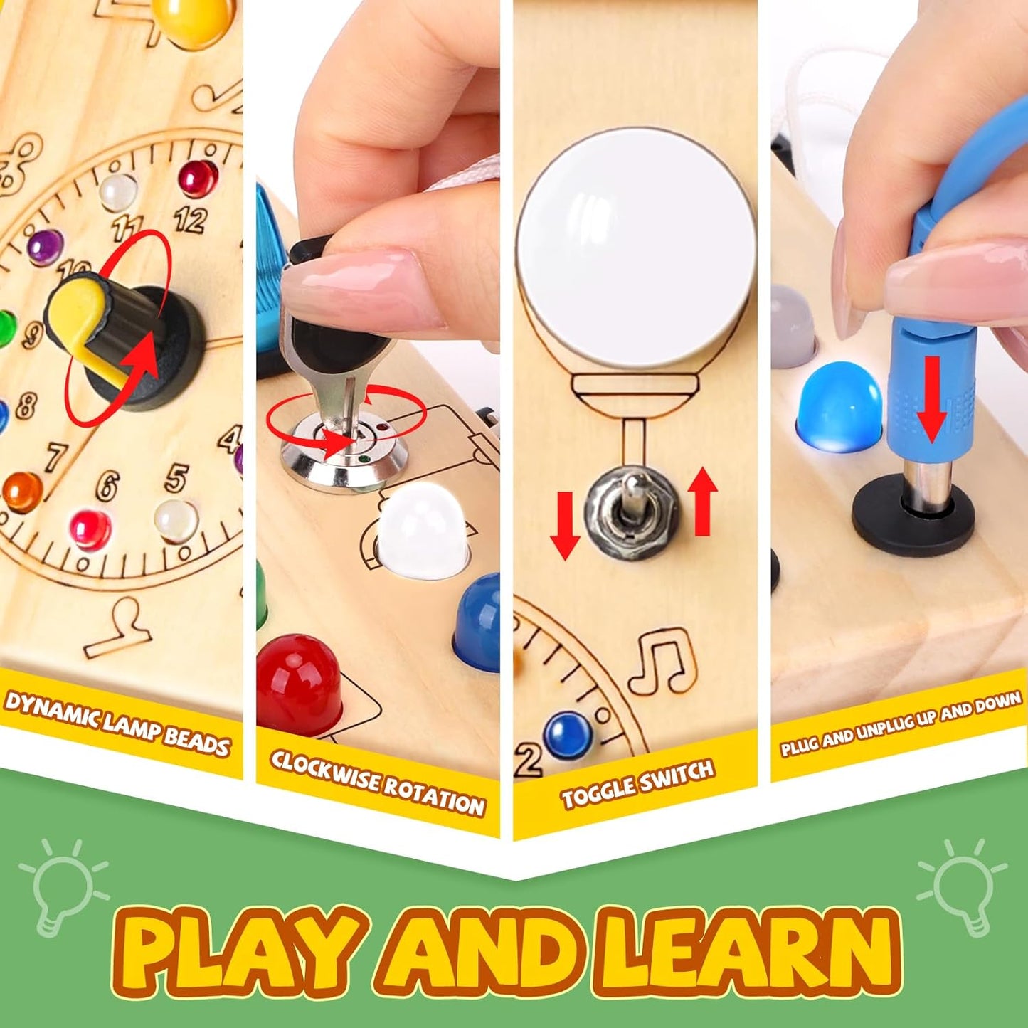 Wooden Montessori Toys Busy Board Sensory Early Development Toy Yellow Size NEW