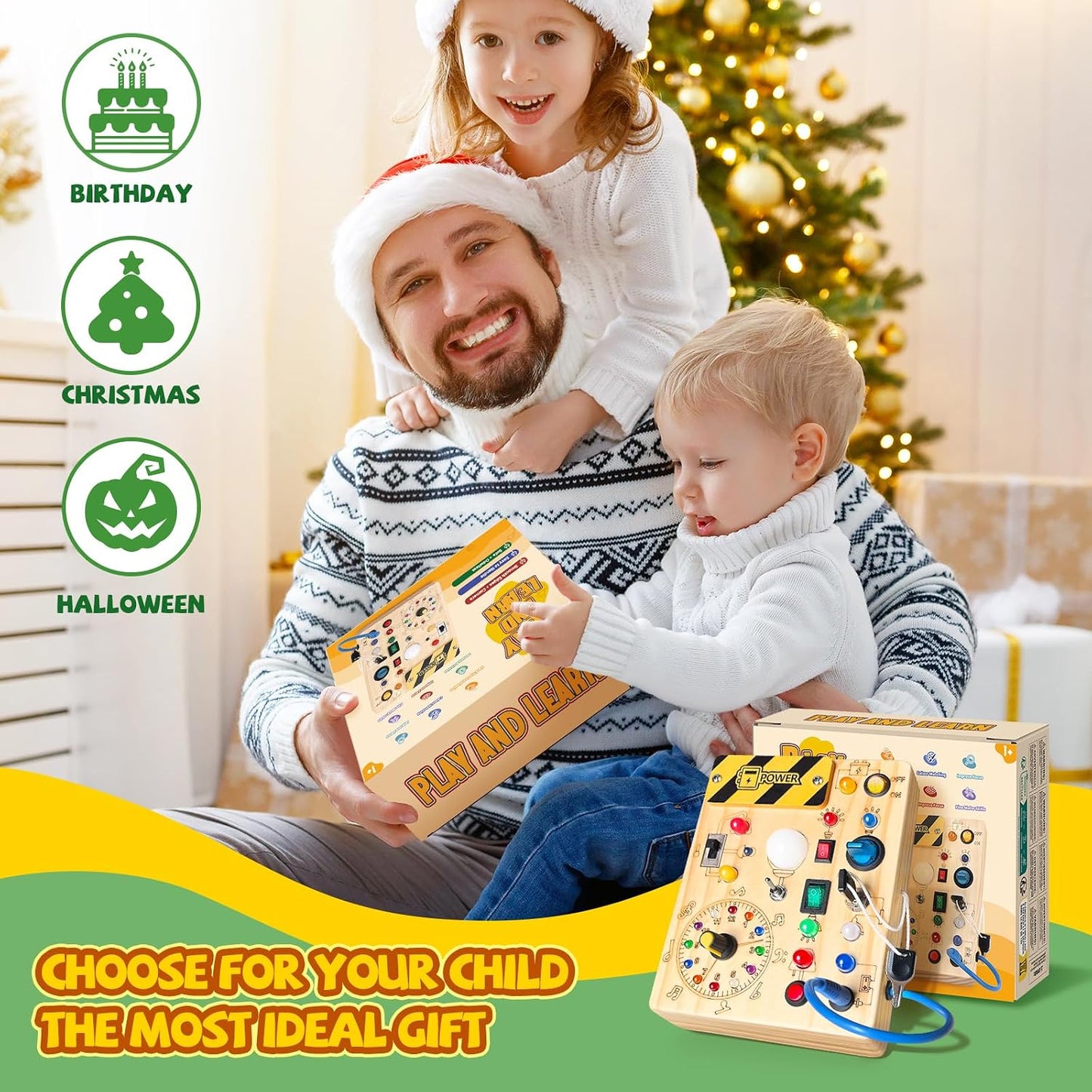 Wooden Montessori Toys Busy Board Sensory Early Development Toy Yellow Size NEW