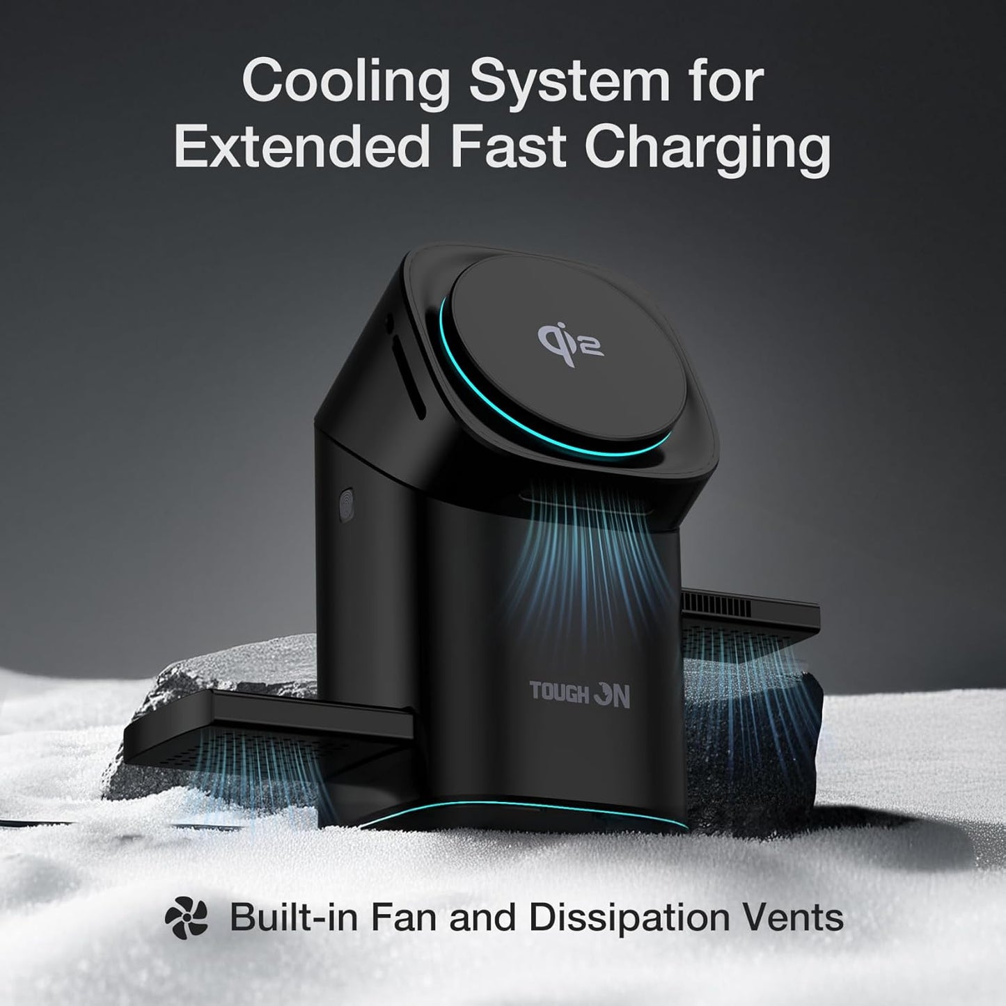TOUGH ON 3-in-1 Qi2 Wireless Charging Station Induction Charger in Black DEMO
