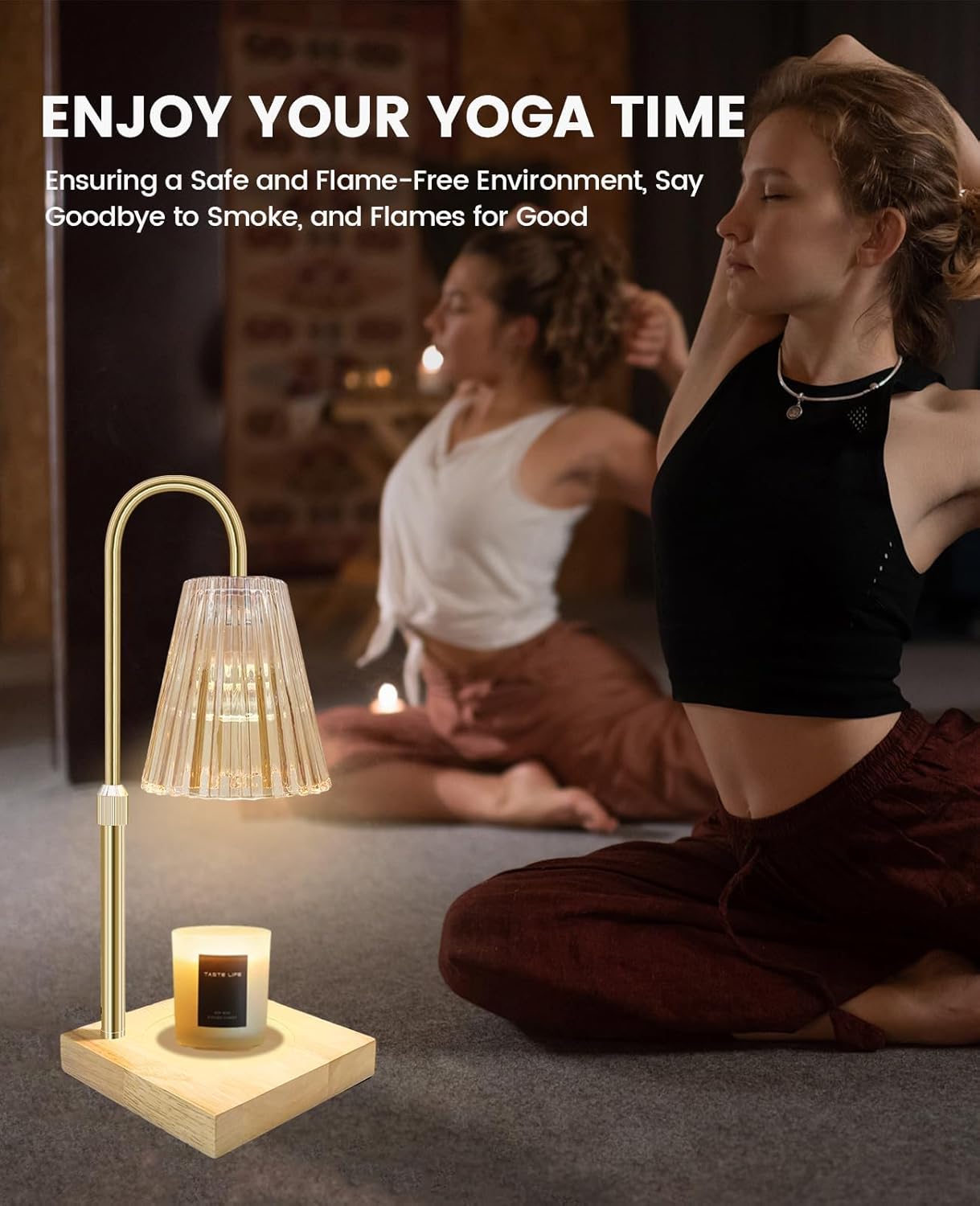 Gold Candle Warmer Lamp with Timer, Dimmer & Adjustable Height for Home NEW
