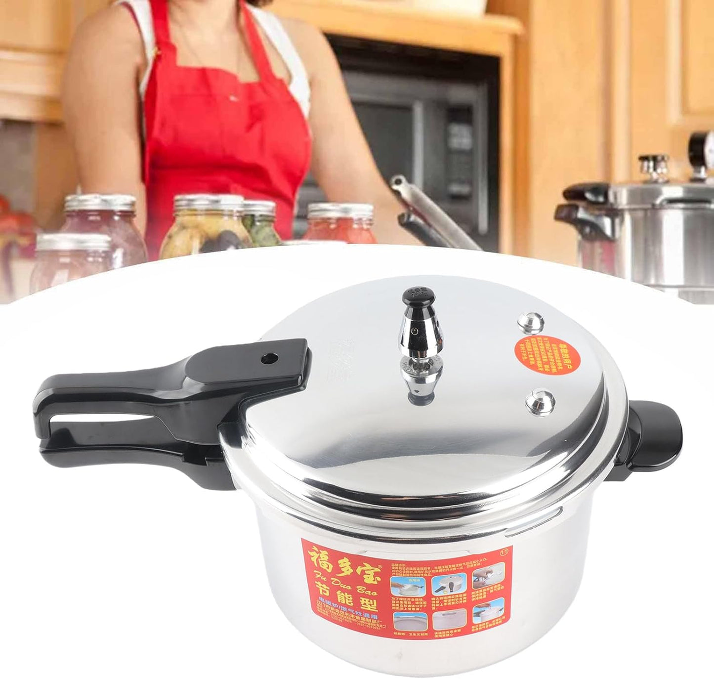 Explosion Proof Pressure Cooker, 5L Aluminum Alloy, Silver, Ideal for Home DEMO