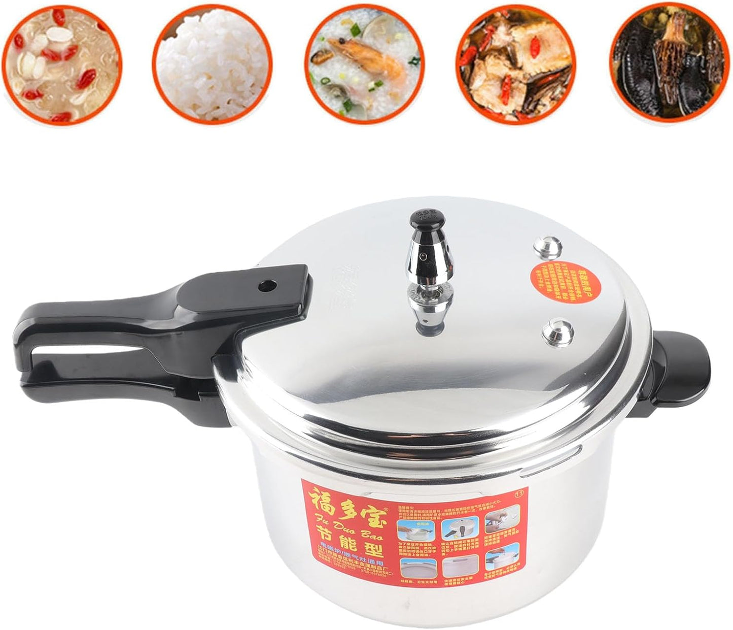 Explosion Proof Pressure Cooker, 5L Aluminum Alloy, Silver, Ideal for Home DEMO