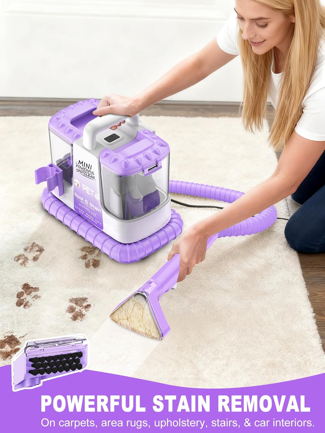 Portable Carpet & Upholstery Spot Stain Remover Machine for Pets Purple NEW
