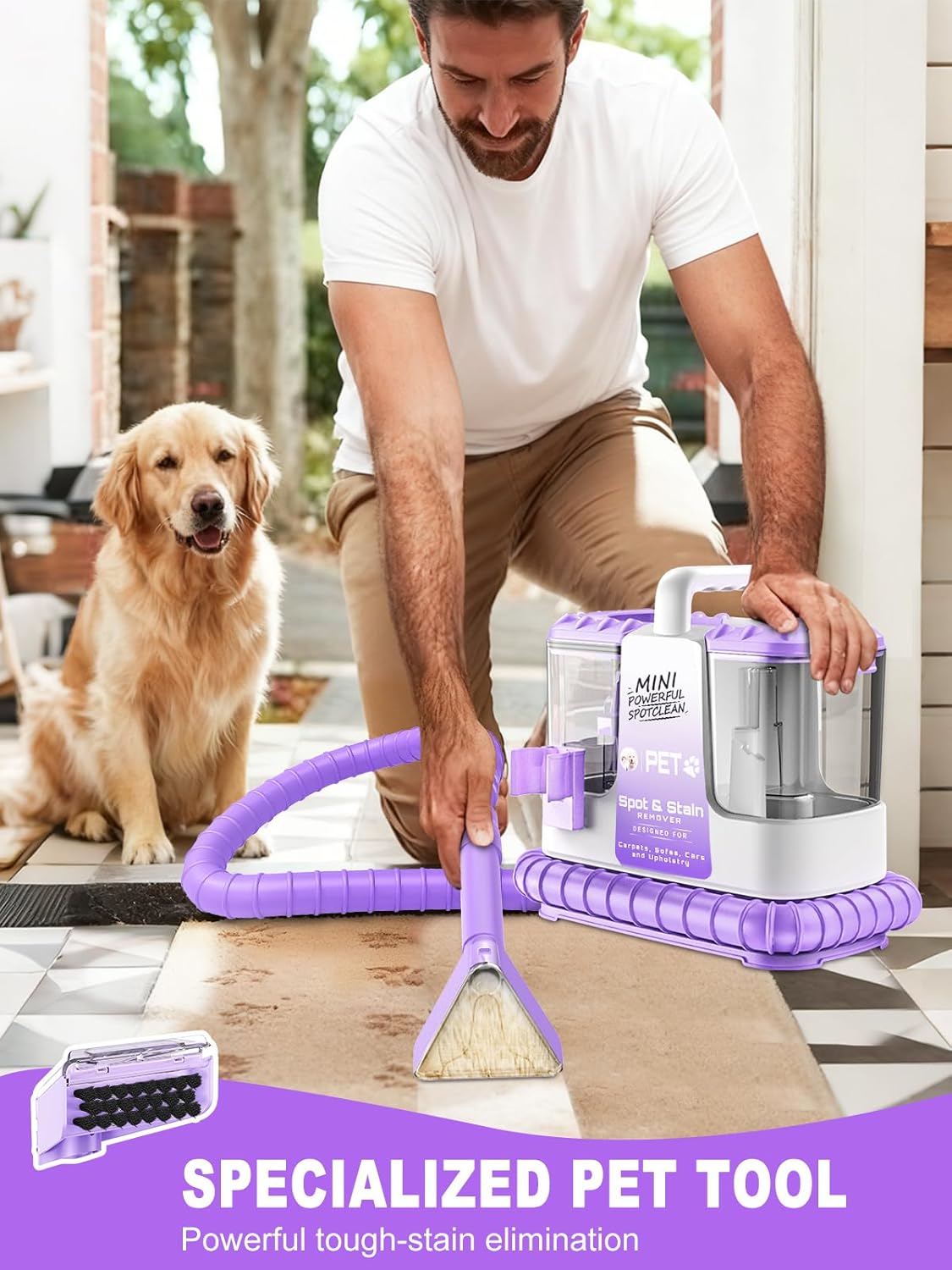 Portable Carpet & Upholstery Spot Stain Remover Machine for Pets Purple NEW