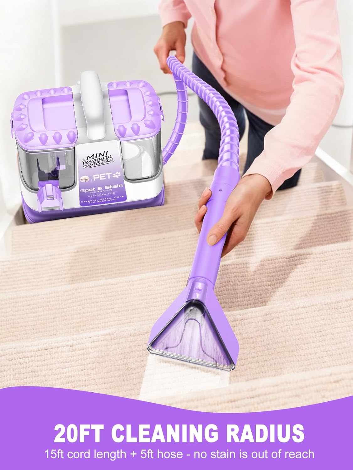 Portable Carpet & Upholstery Spot Stain Remover Machine for Pets Purple NEW