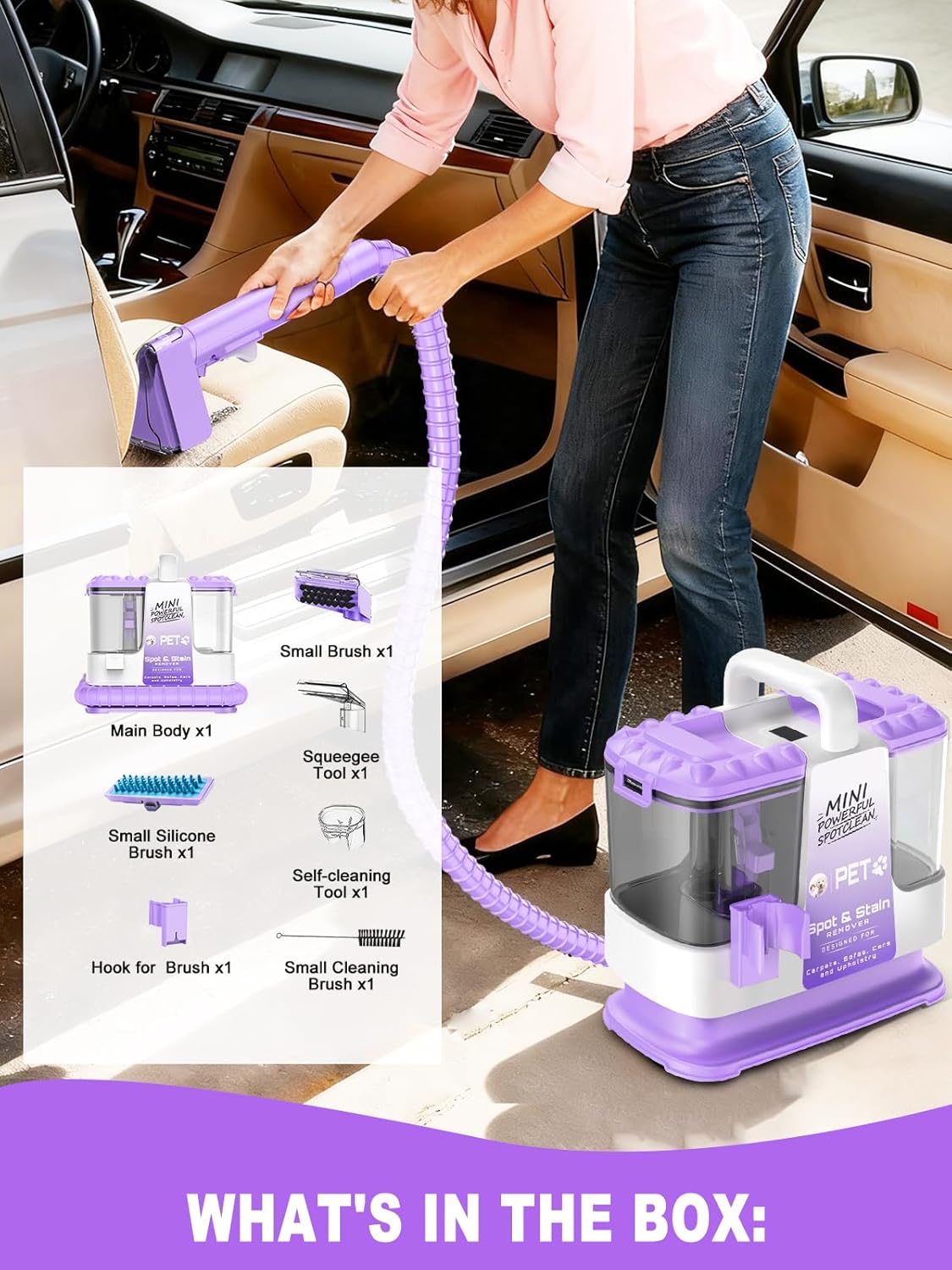 Portable Carpet & Upholstery Spot Stain Remover Machine for Pets Purple NEW