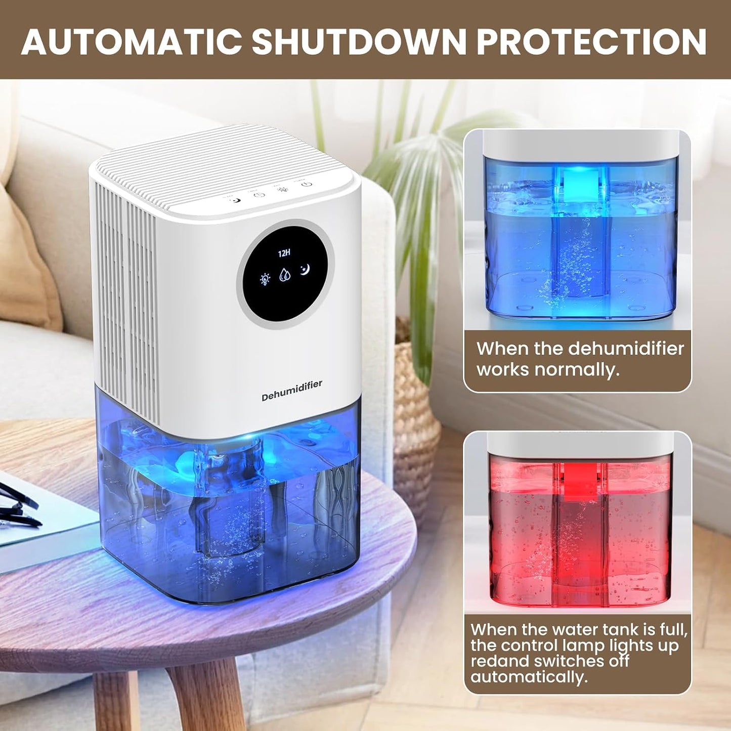 Quiet Dehumidifier with LED Night Light for Home Spaces Size 1.7L DEMO