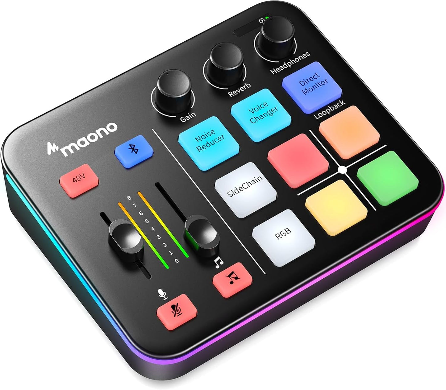 MAONO Audio Mixer Interface with Pro-preamp, RGB, Bluetooth, Sound Effects NEW