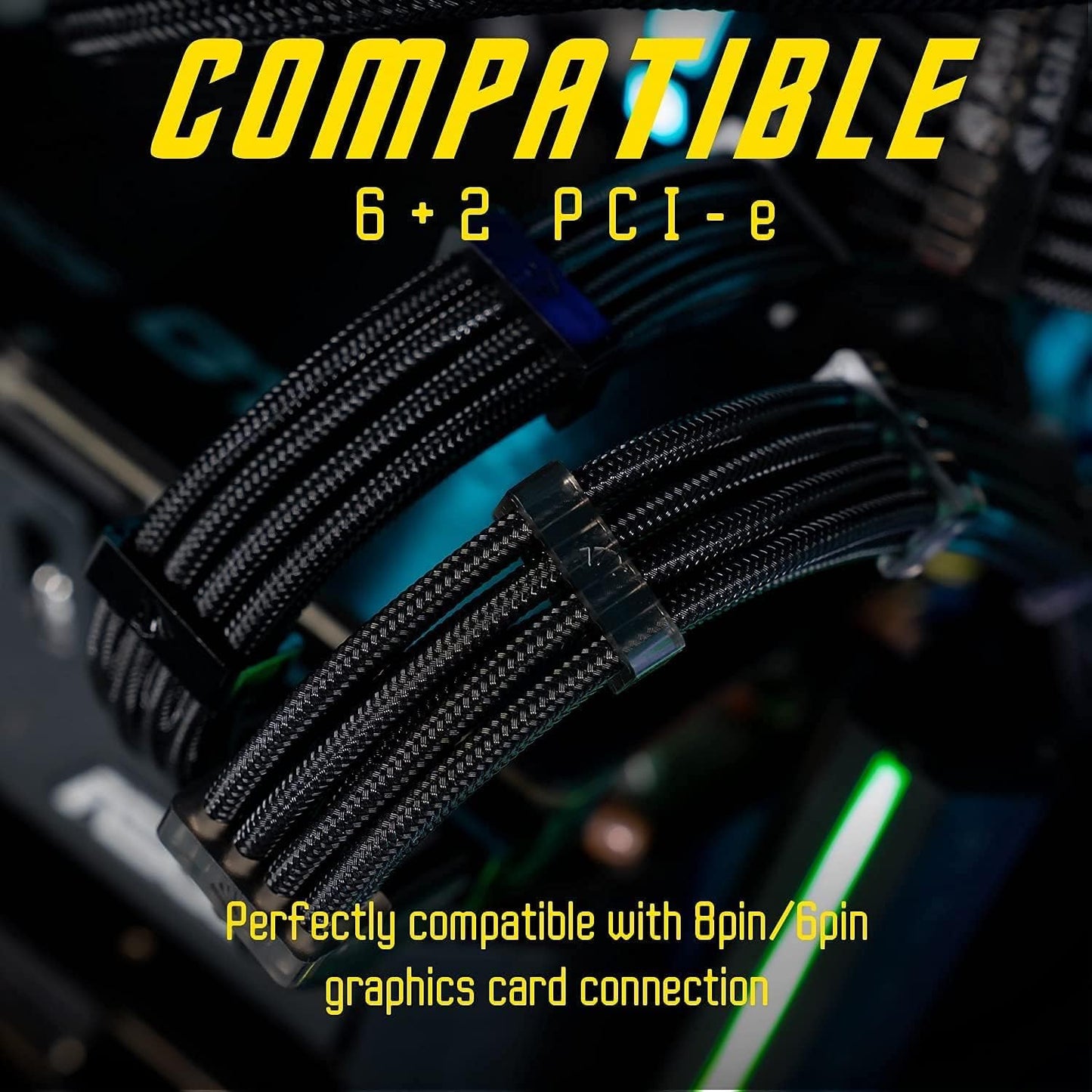 AsiaHorse Modular GPU PC Audio Video Power Cord Cable in Black - 70 Chars NEW