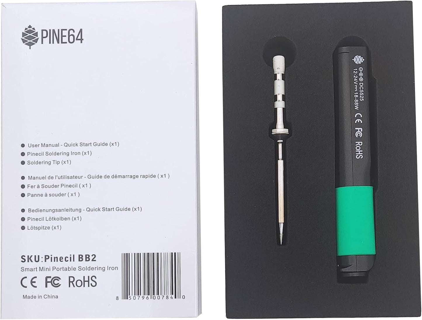 PINE64 Cordless Soldering Iron for Electronics Repair Portable Mini Black NEW