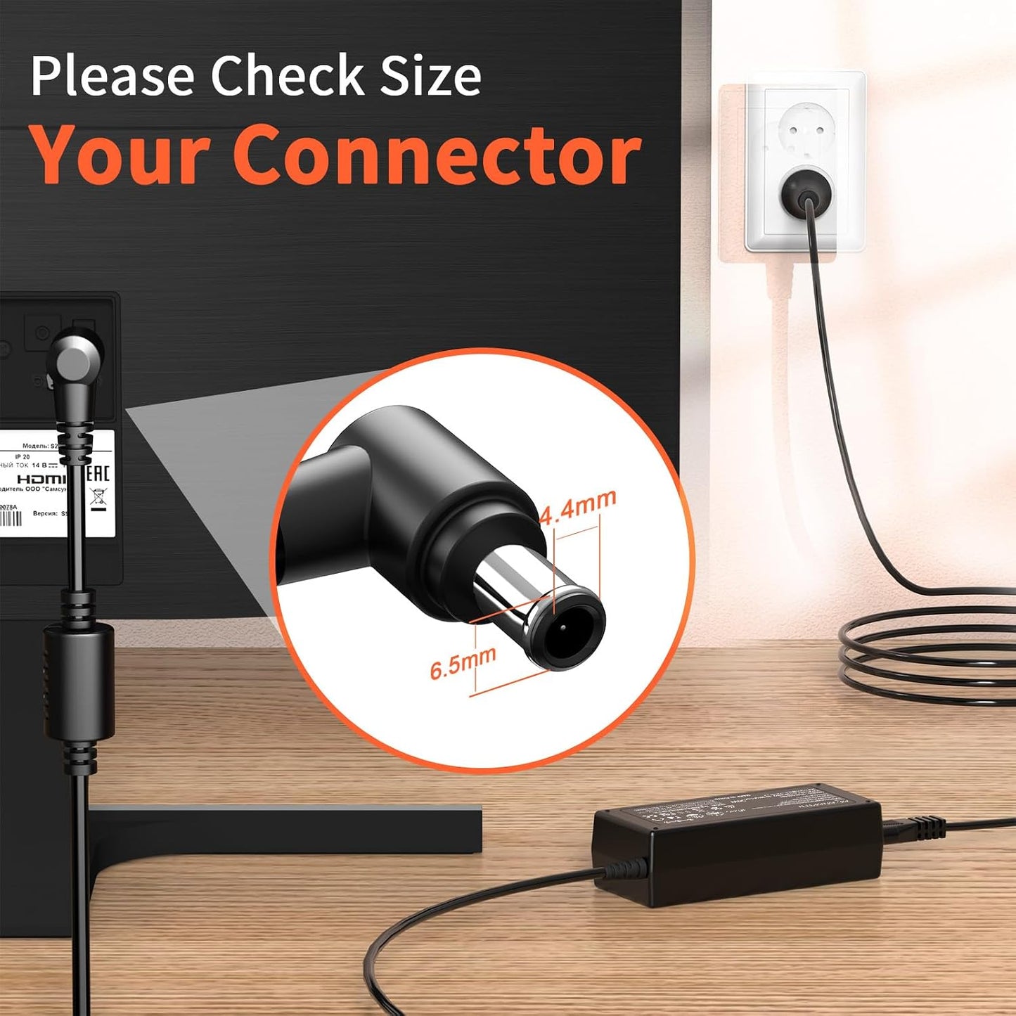 14V 4A Power Supply Adapter for Samsung Monitors in Black DEMO