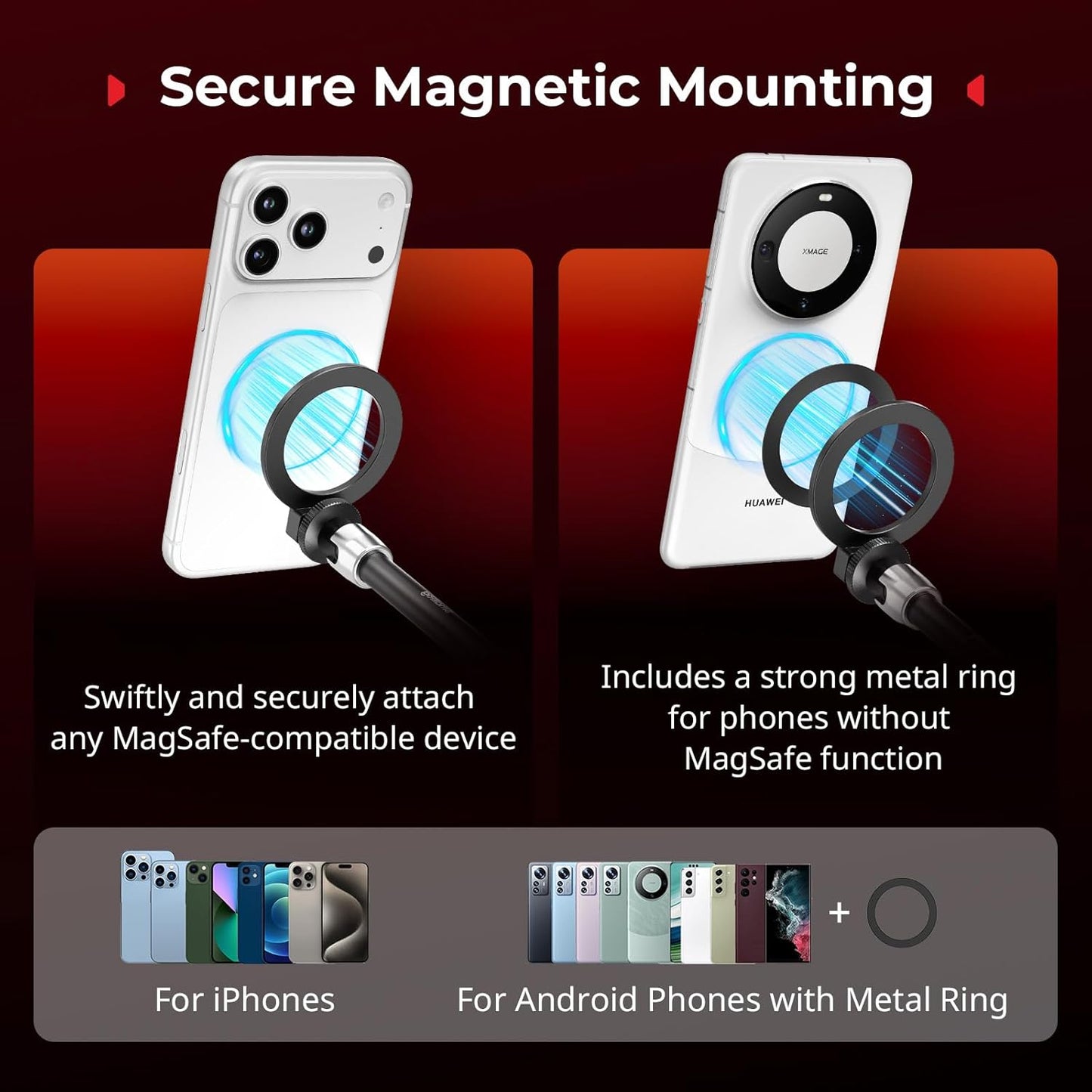SMALLRIG Black Camera Mount Clamp with 1/4" Screw and Magnetic Adapter NEW