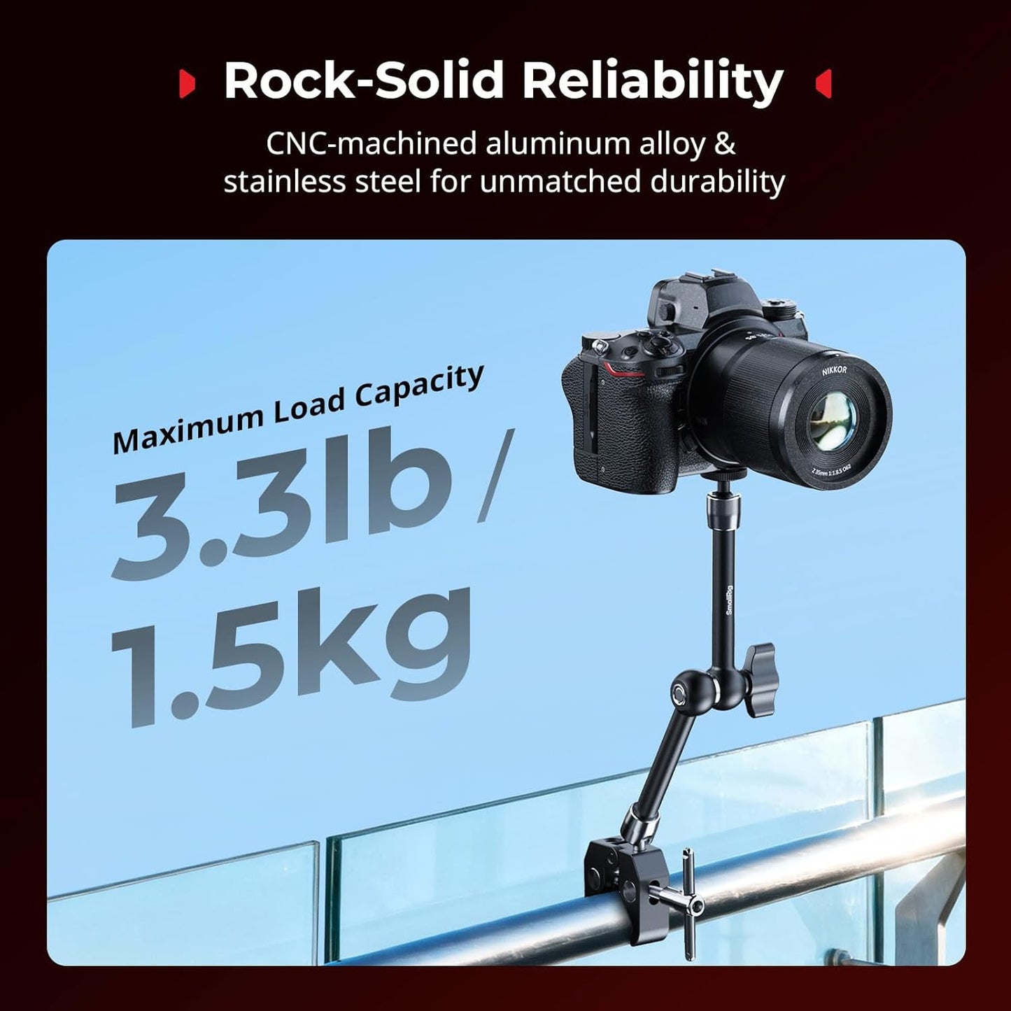 SMALLRIG Black Camera Mount Clamp with 1/4" Screw and Magnetic Adapter NEW