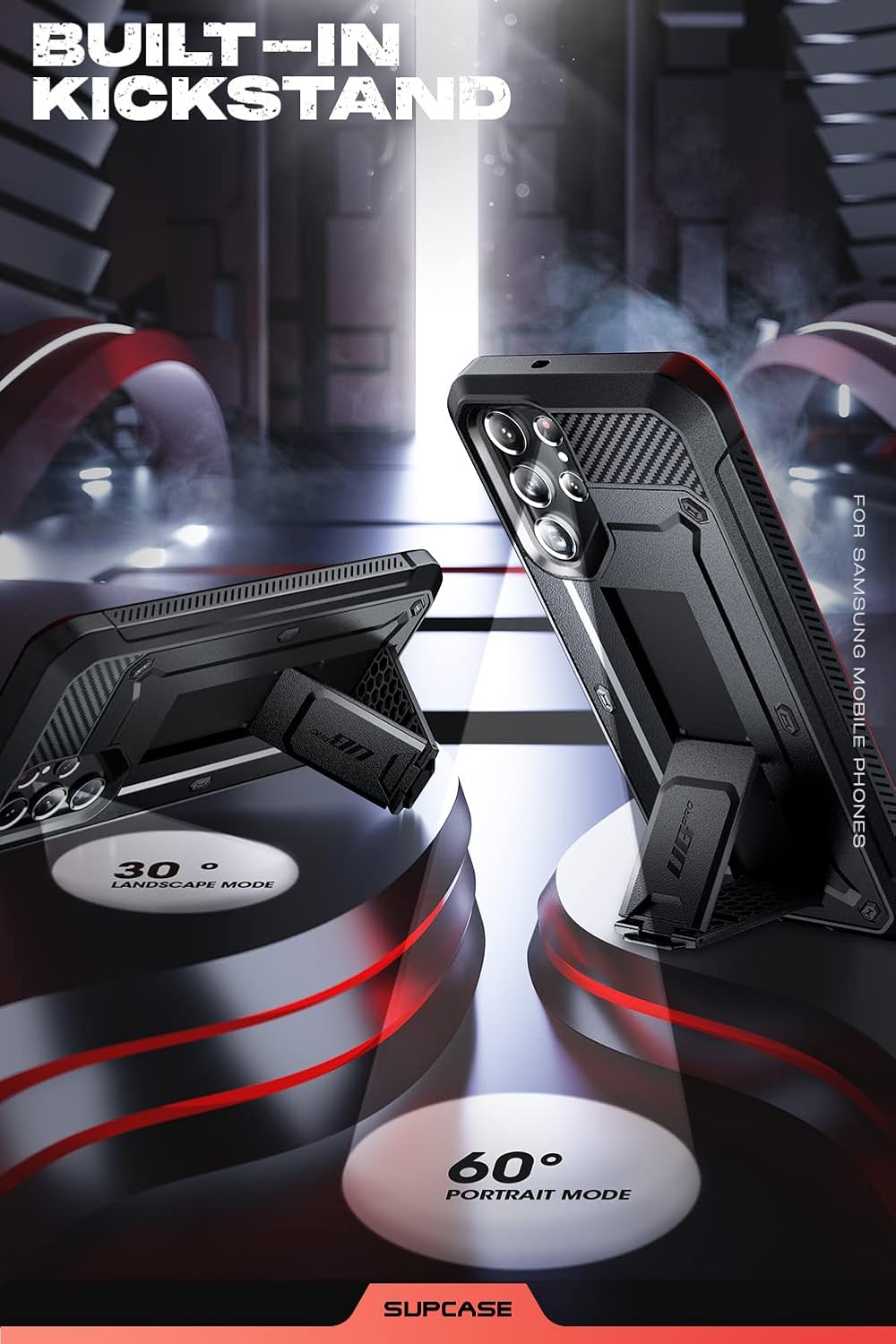 SUPCASE Black Protective Case for Samsung Galaxy S22 Ultra 5G Phone Size DEMO