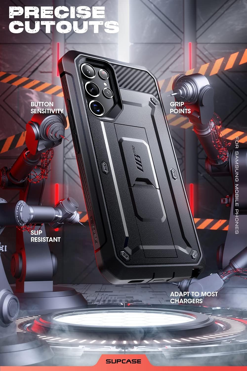 SUPCASE Black Protective Case for Samsung Galaxy S22 Ultra 5G Phone Size DEMO