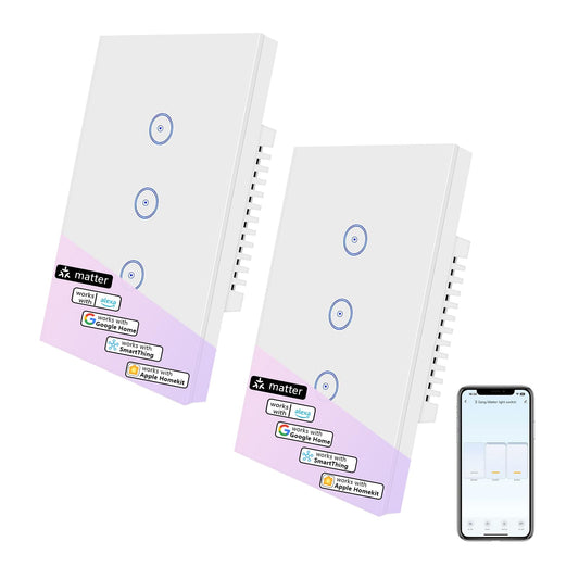 UseeLink 3-Gang Smart Light Switches, 2-Pack, Electrical Wall White DEMO
