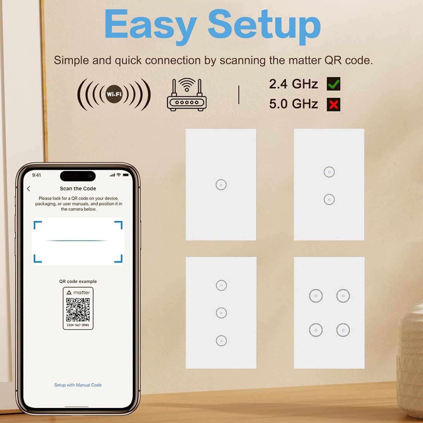 UseeLink 3-Gang Smart Light Switches, 2-Pack, Electrical Wall White DEMO