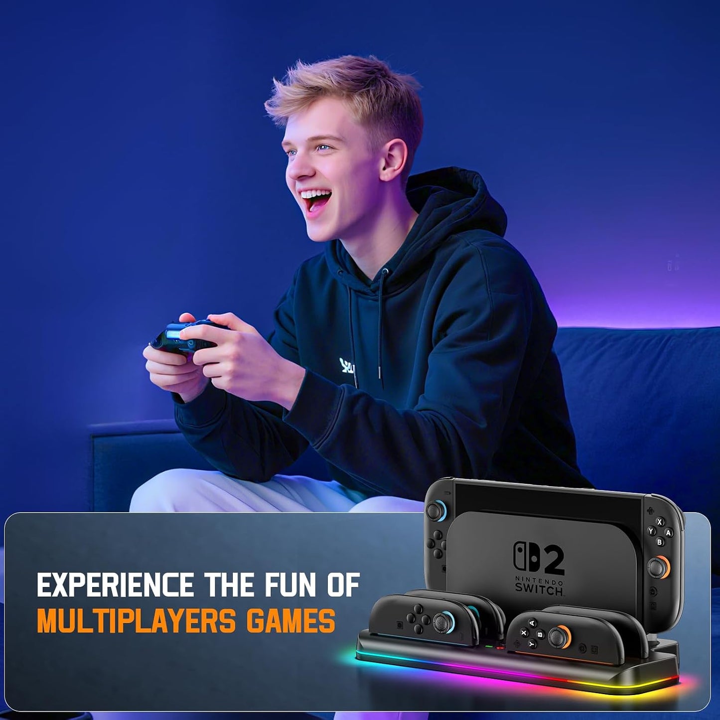 Black Joy-Con Controllers Gamepad Charging Dock Station for Nintendo Switch NEW