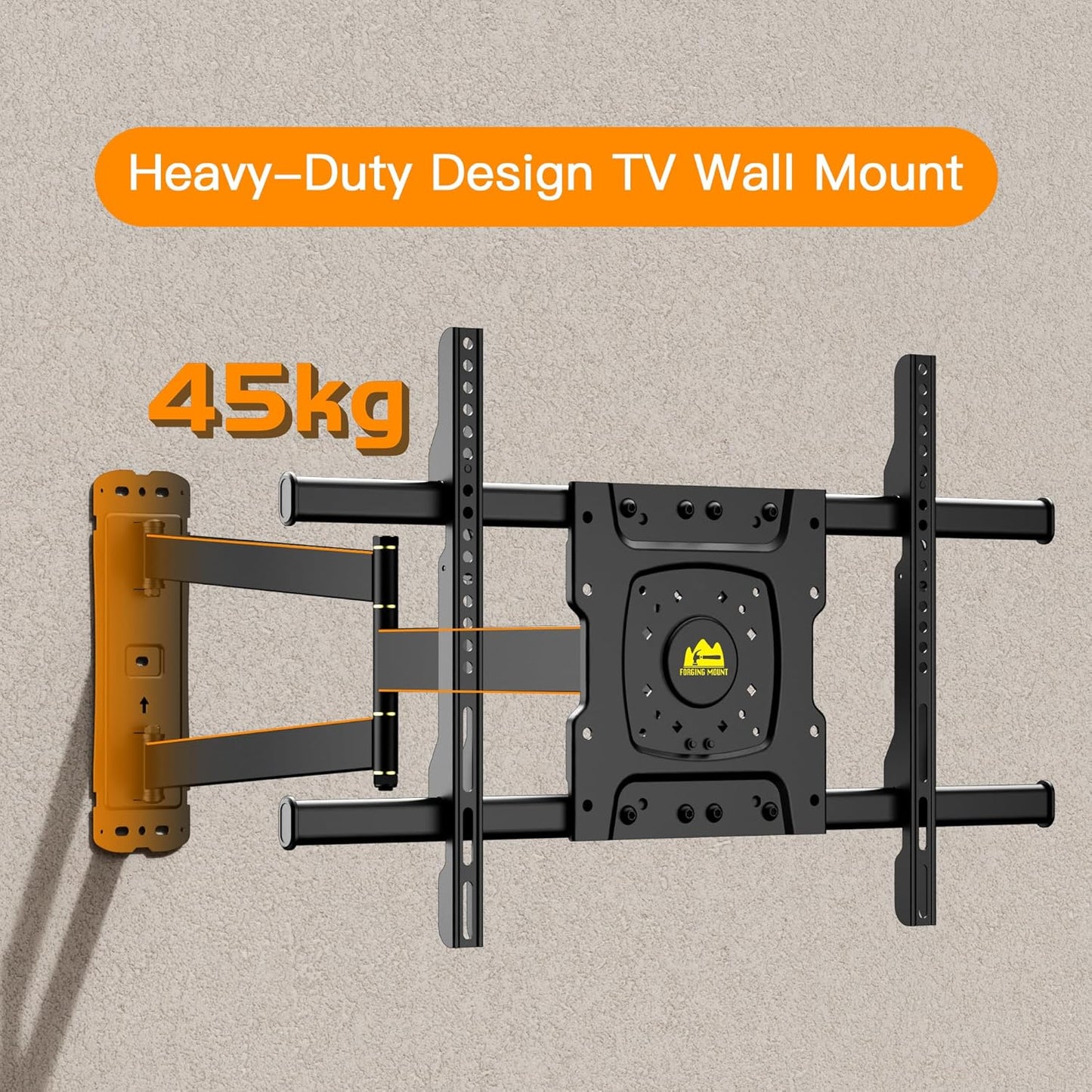 FORGING MOUNT Full Motion TV Wall Bracket for 32-70 Inch TVs, Black, Tilt DEMO