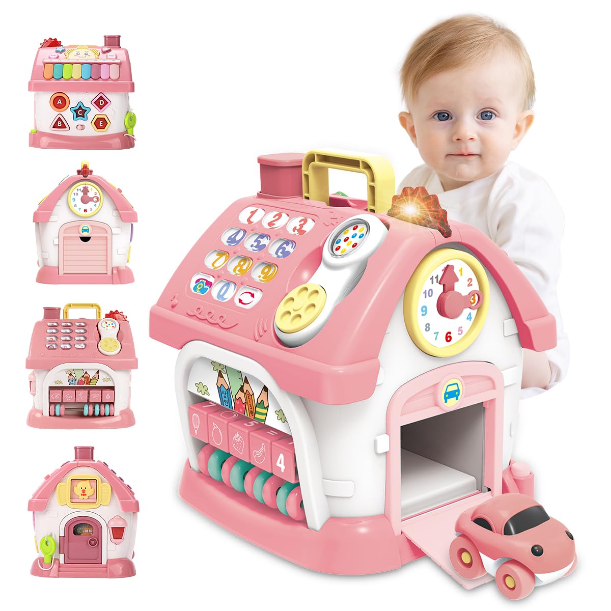 Montessori Musical Learning House Baby Toys - Educational Wooden Pink NEW