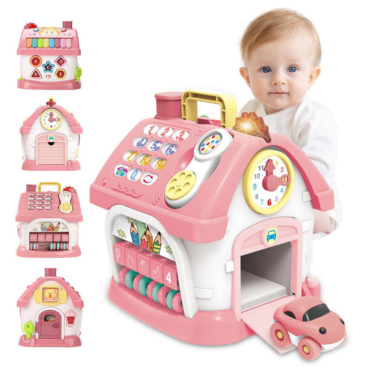 Montessori Musical Learning House Baby Toys - Educational Wooden Pink NEW