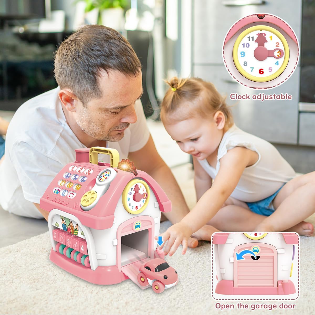 Montessori Musical Learning House Baby Toys - Educational Wooden Pink NEW