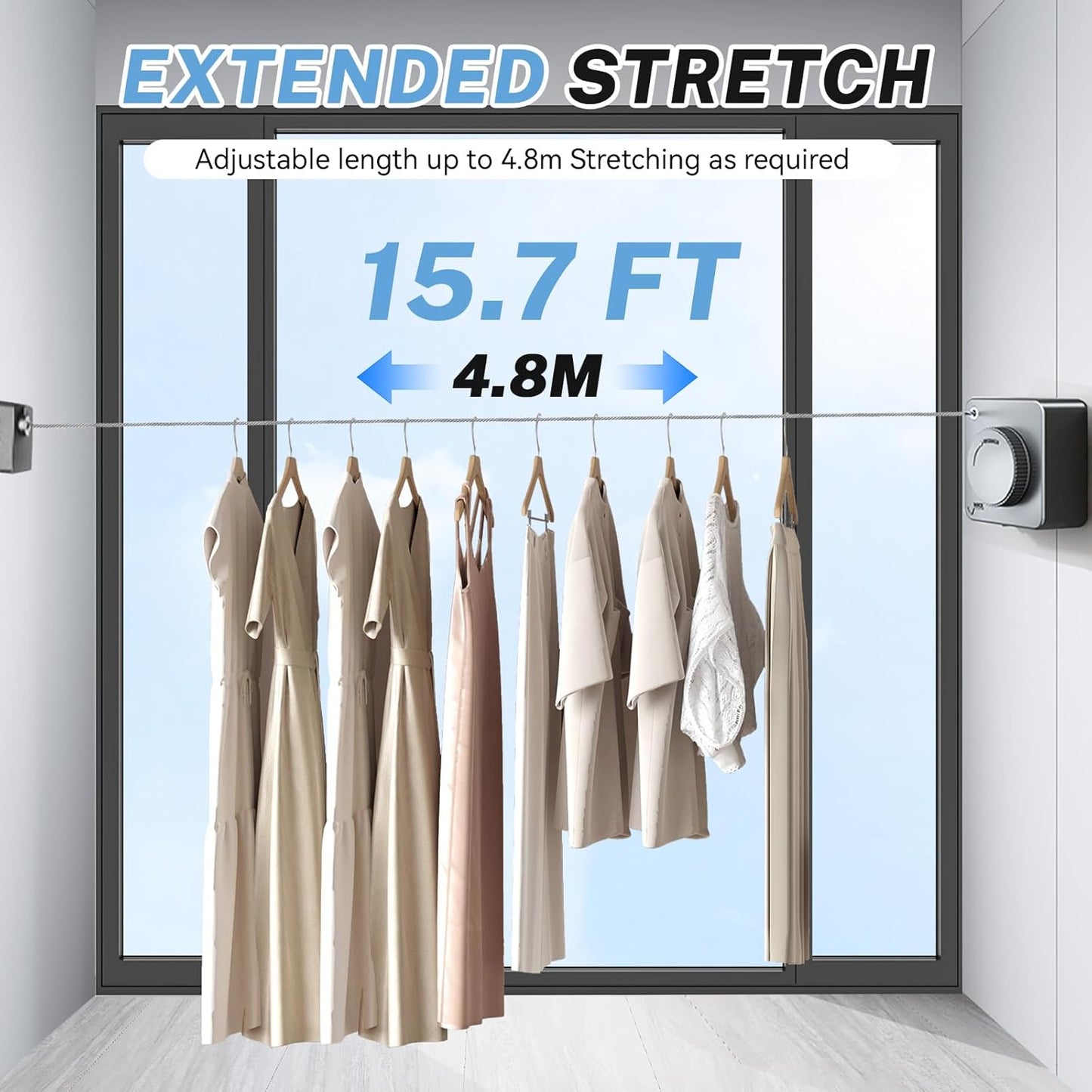 Retractable Clothesline Heavy Duty Non-Sagging Indoor Outdoor Laundry Grey NEW