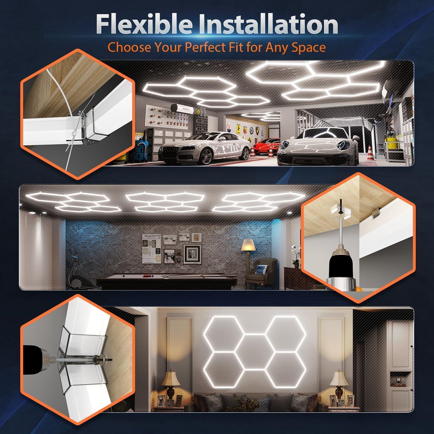 5 Hex Bright Clear Lighting Garage Lights 192W 23050LM 6500K - High Lumen DEMO