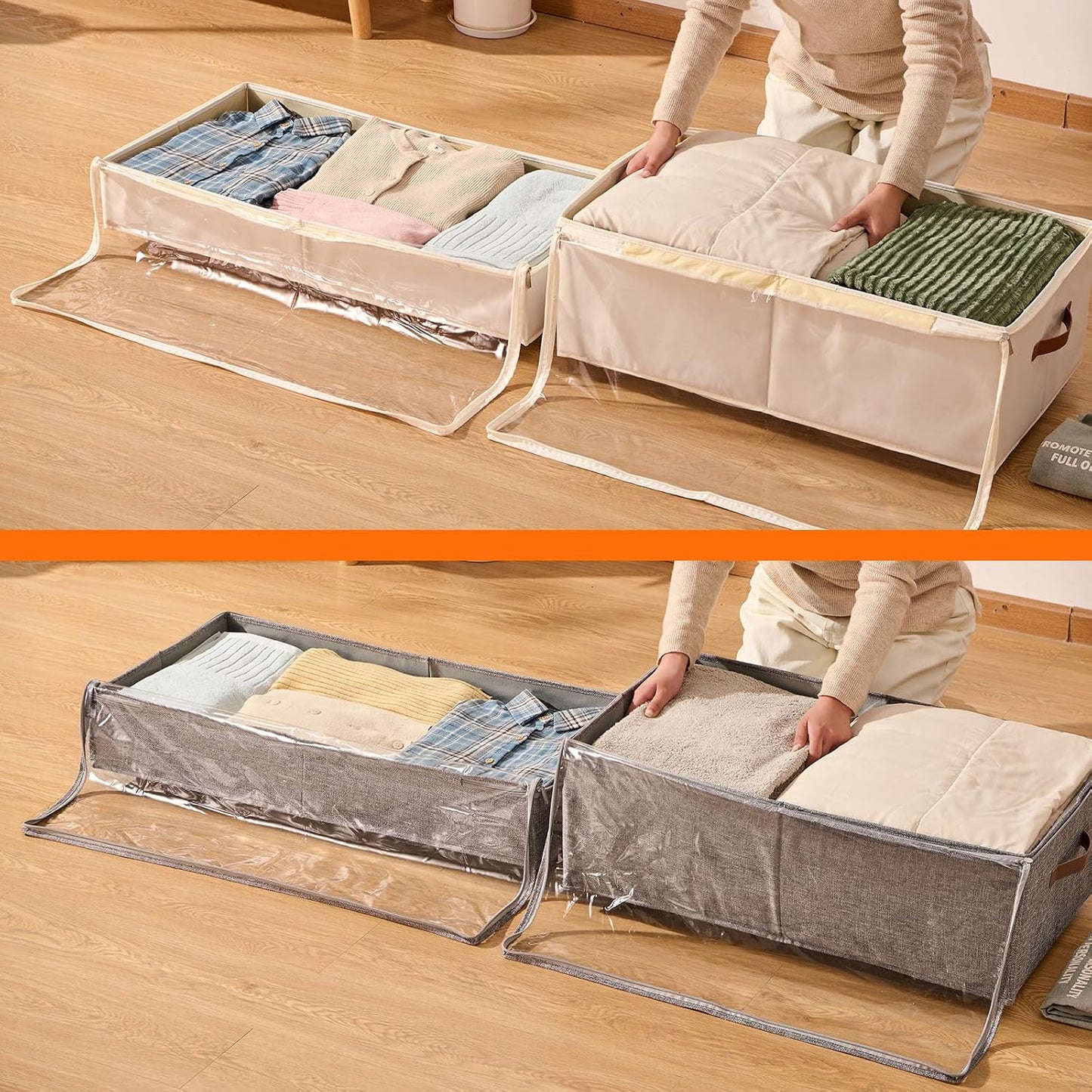 KitHero Underbed Storage Containers with Wheels Clothing Organizer White NEW