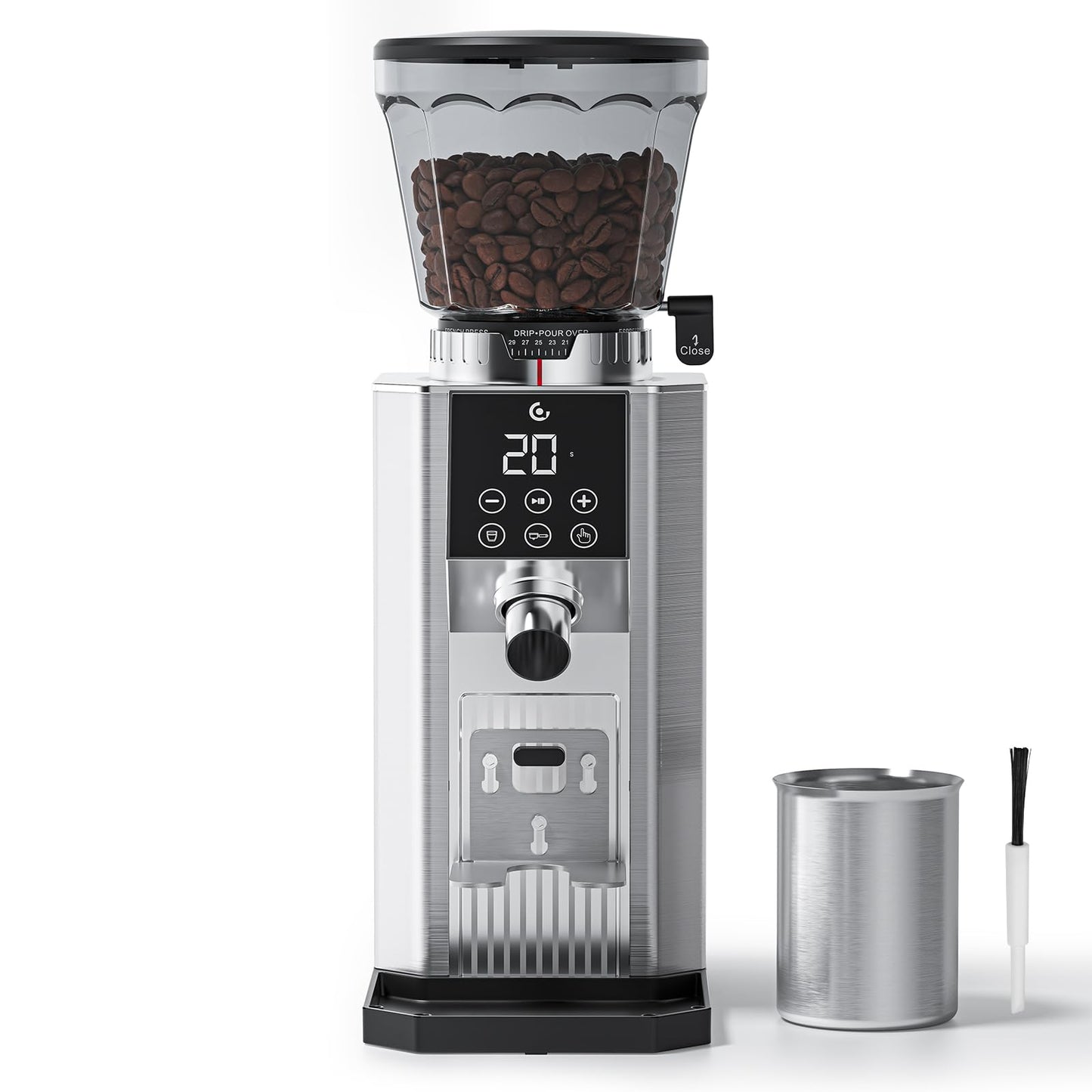 Electric Conical Burr Coffee Grinder 45 Precision Grind Settings Silver NEW