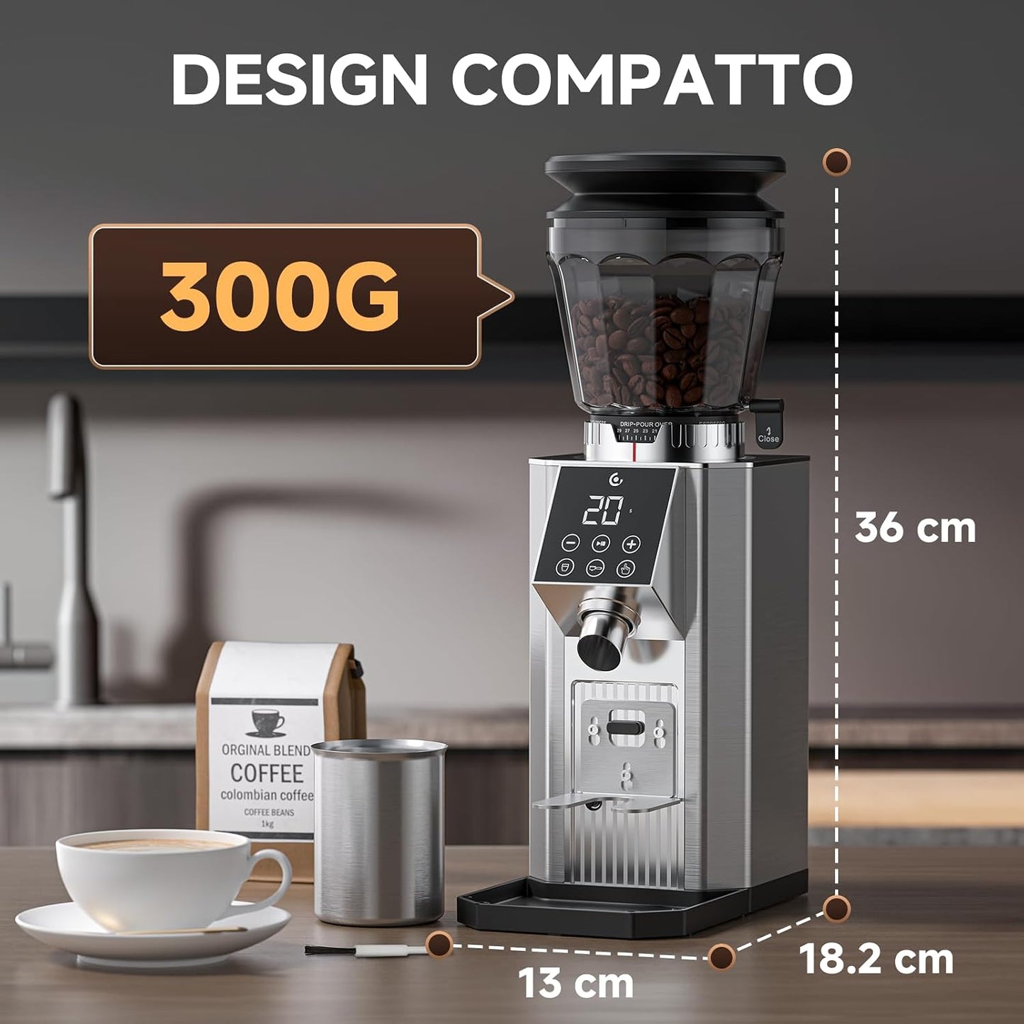 Electric Conical Burr Coffee Grinder 45 Precision Grind Settings Silver NEW