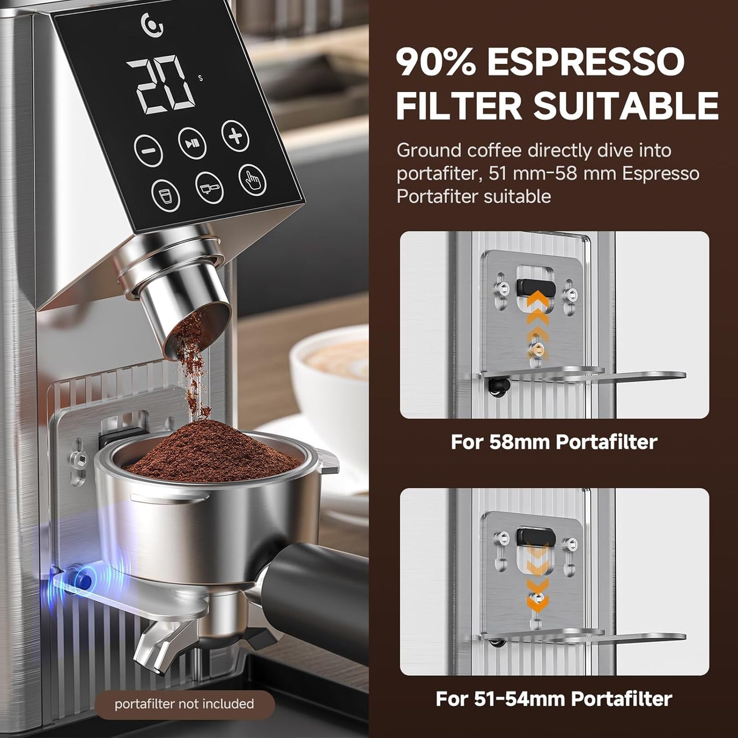 Electric Conical Burr Coffee Grinder 45 Precision Grind Settings Silver NEW