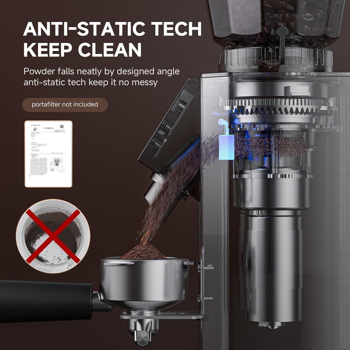 Electric Conical Burr Coffee Grinder 45 Precision Grind Settings Silver NEW