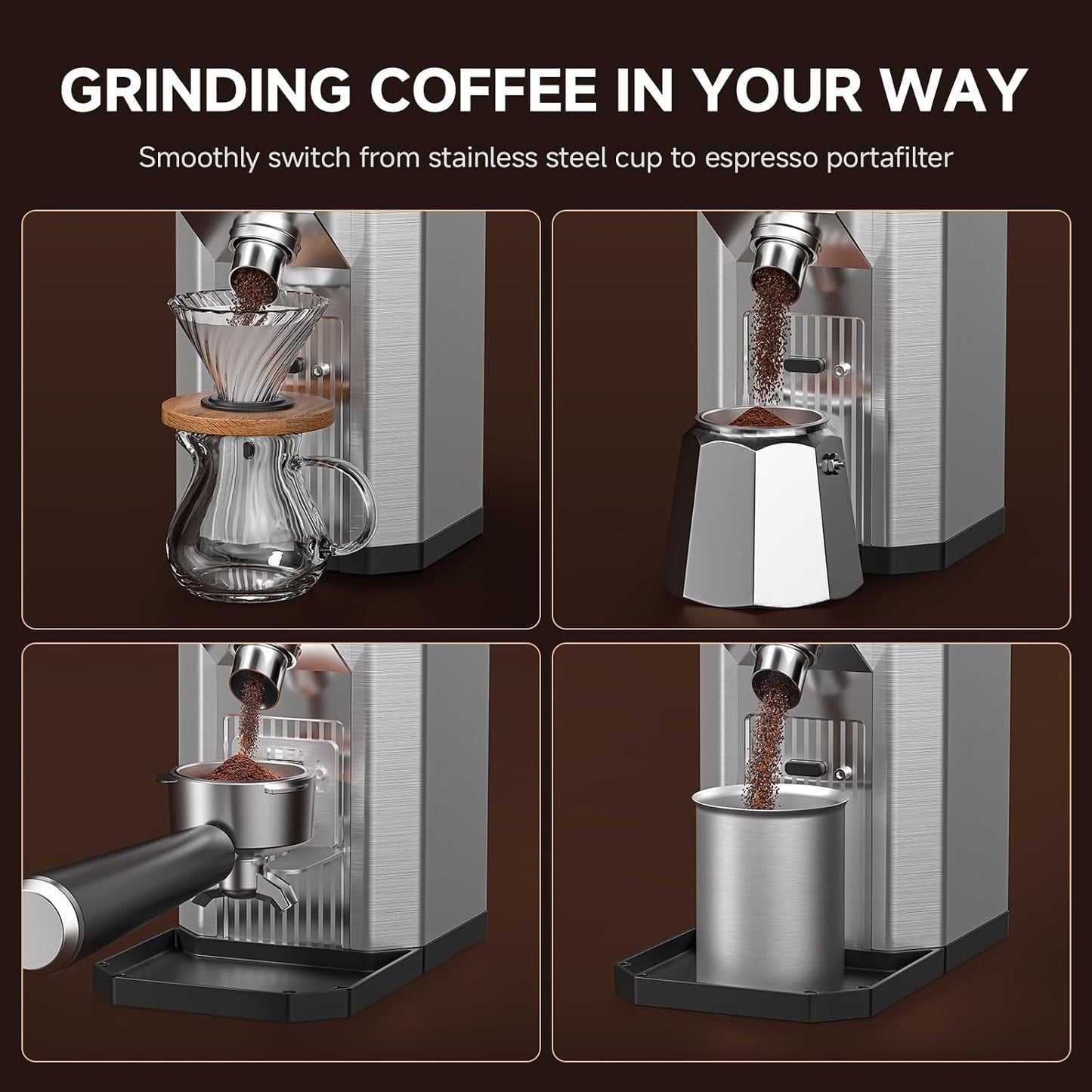 Electric Conical Burr Coffee Grinder 45 Precision Grind Settings Silver NEW