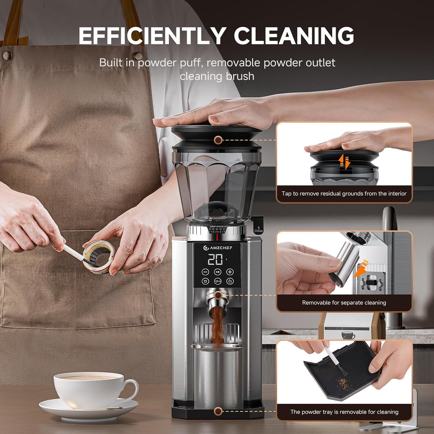 Electric Conical Burr Coffee Grinder 45 Precision Grind Settings Silver NEW