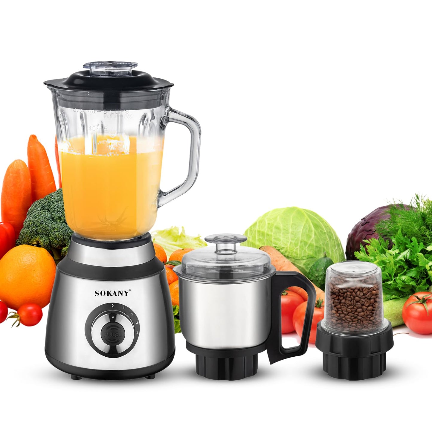 SOKANY 1000W Hand Blender Immersion Multi-Purpose Kitchen Appliance Silver NEW