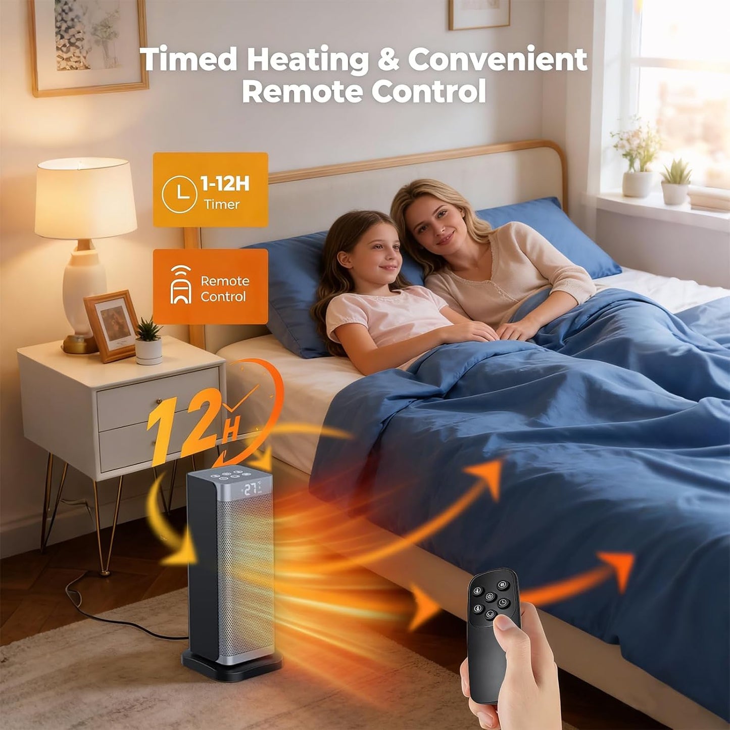 2000W Silver Heating Indoor Electric Space Heater with Remote Control DEMO