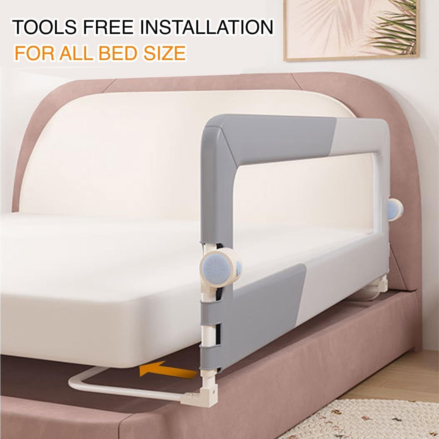 Foldable Toddler Bed Rails Safety Guard Fence Protector Grey Size 1.8 M NEW