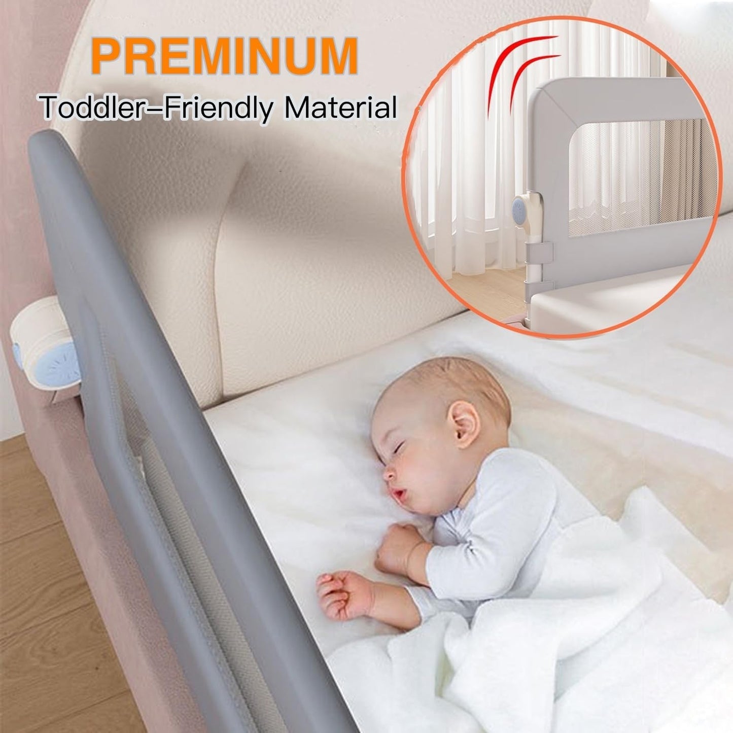 Foldable Toddler Bed Rails Safety Guard Fence Protector Grey Size 1.8 M NEW