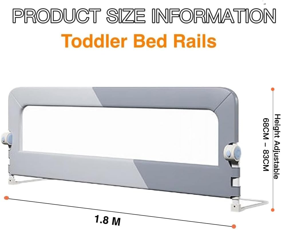 Foldable Toddler Bed Rails Safety Guard Fence Protector Grey Size 1.8 M NEW