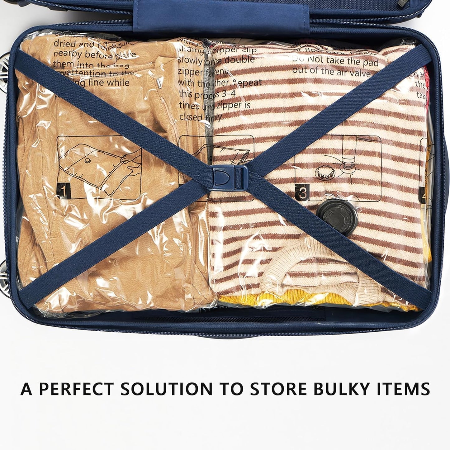 SUOCO 8 Jumbo Vacuum Storage Bags with Travel Hand Pump for Space Saving DEMO