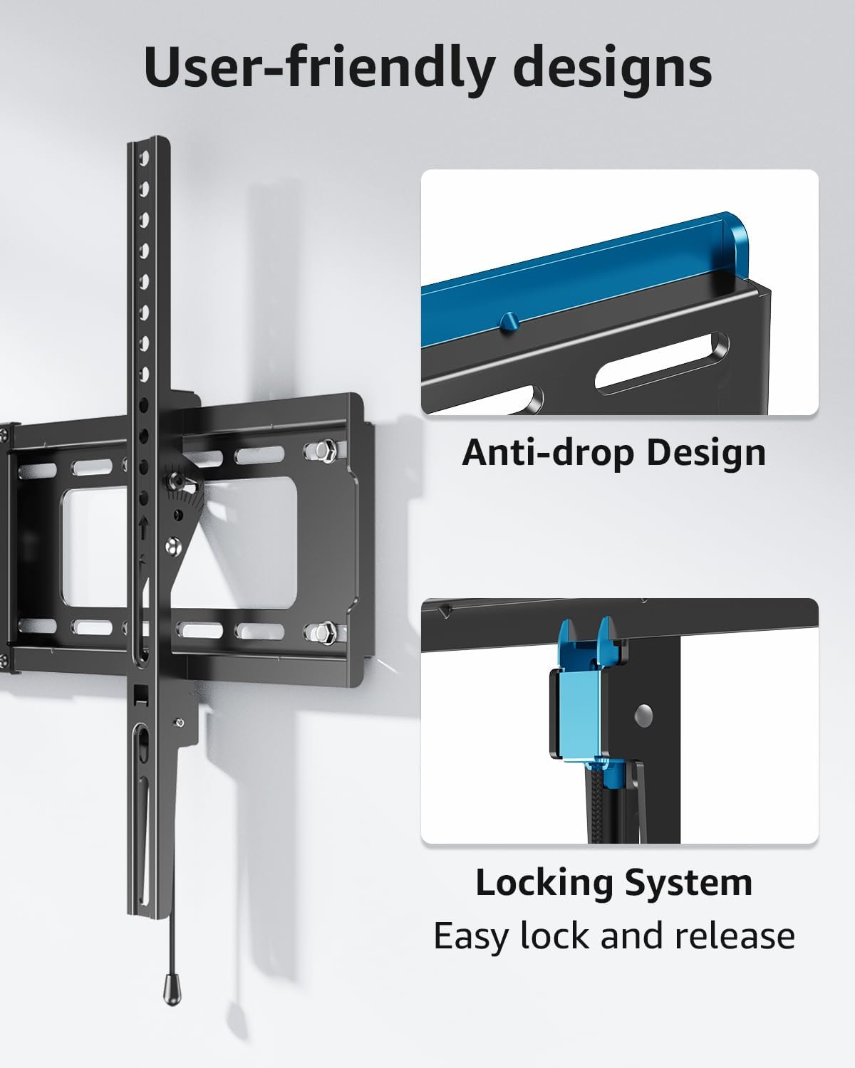 MOUNTUP TV Wall Mount Bracket Tilting for 37-82 Inch Flat Screen TVs Black NEW