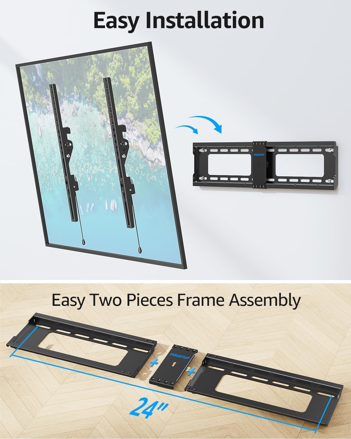 MOUNTUP TV Wall Mount Bracket Tilting for 37-82 Inch Flat Screen TVs Black NEW