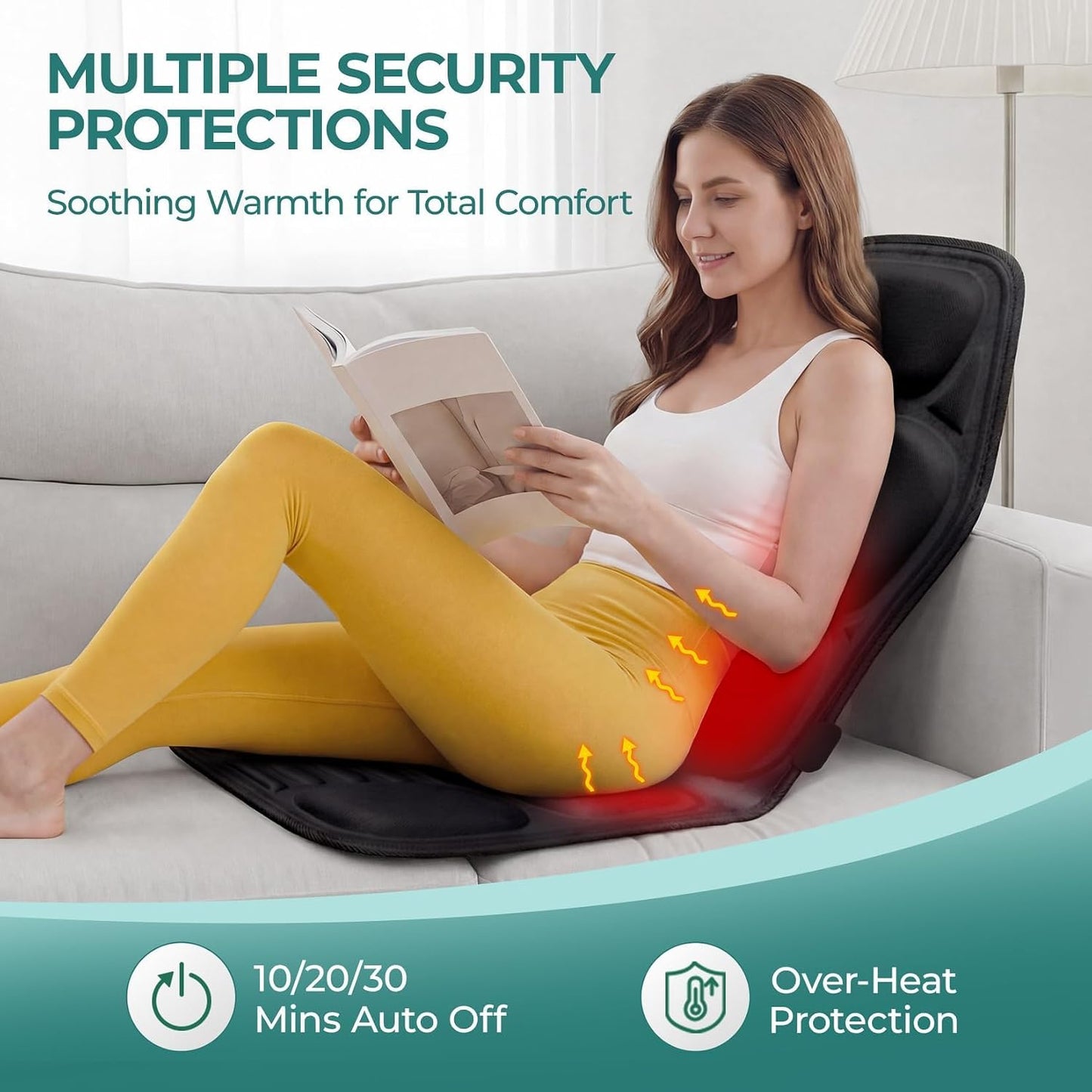 Himouta Vibration Back Massager Seat Cushion with Heat Massage Pad Textile NEW