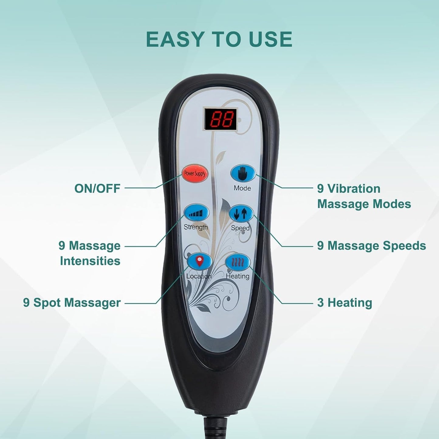 Himouta Vibration Back Massager Seat Cushion with Heat Massage Pad Textile NEW