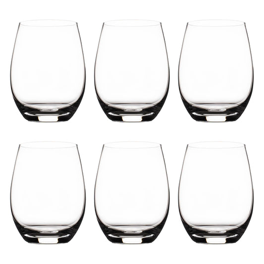 Cystone Premium Stemless Crystal Wine Glasses Set of 6 Large 450ml Size NEW