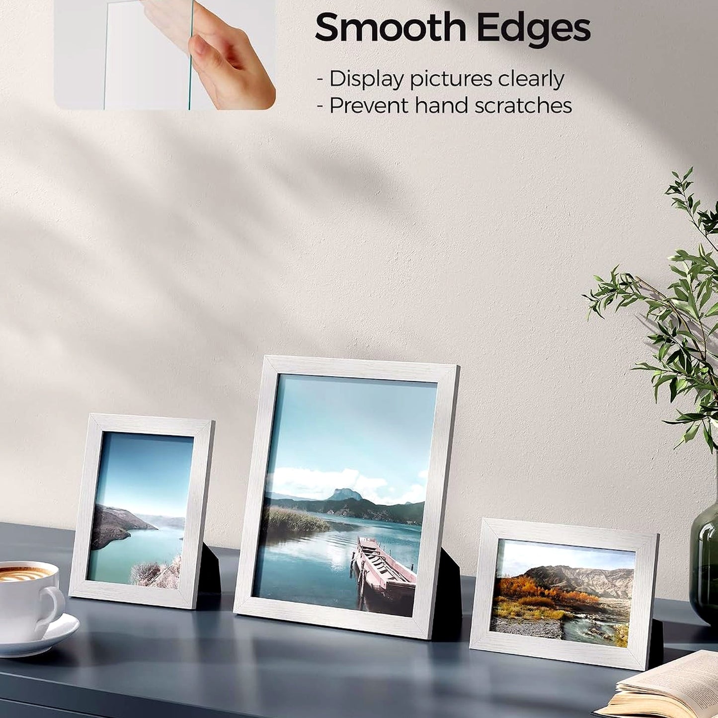 SONGMICS 10-Piece Wall & Tabletop Photo Frame Set 8x10, 5x7, 4x6 White Size NEW