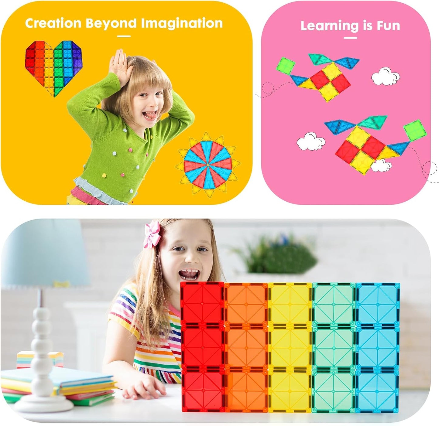 Gemmicc Kids Magnetic Building Blocks Deluxe Tiles Set 136pcs Multicolour NEW