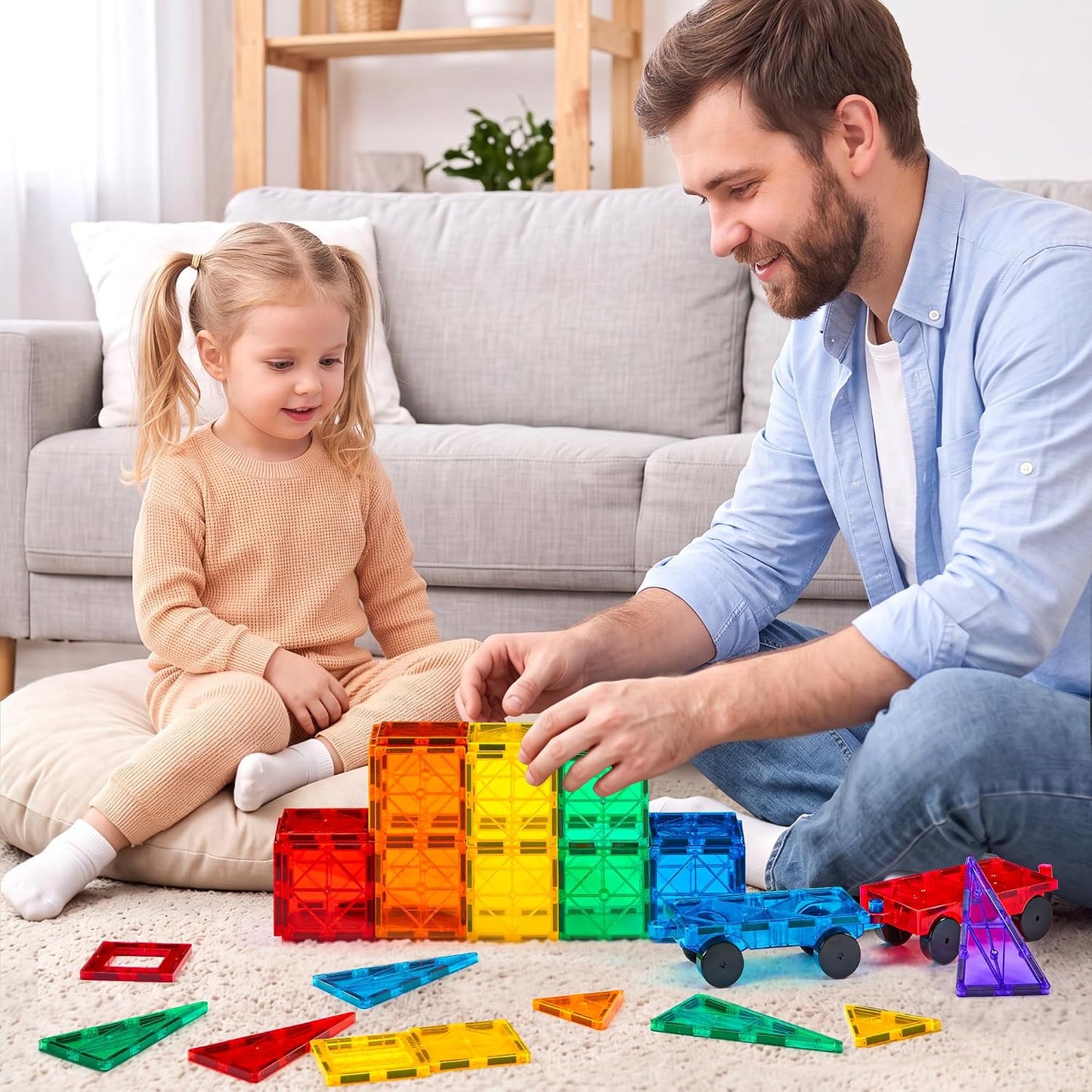 Gemmicc Kids Magnetic Building Blocks Deluxe Tiles Set 136pcs Multicolour NEW