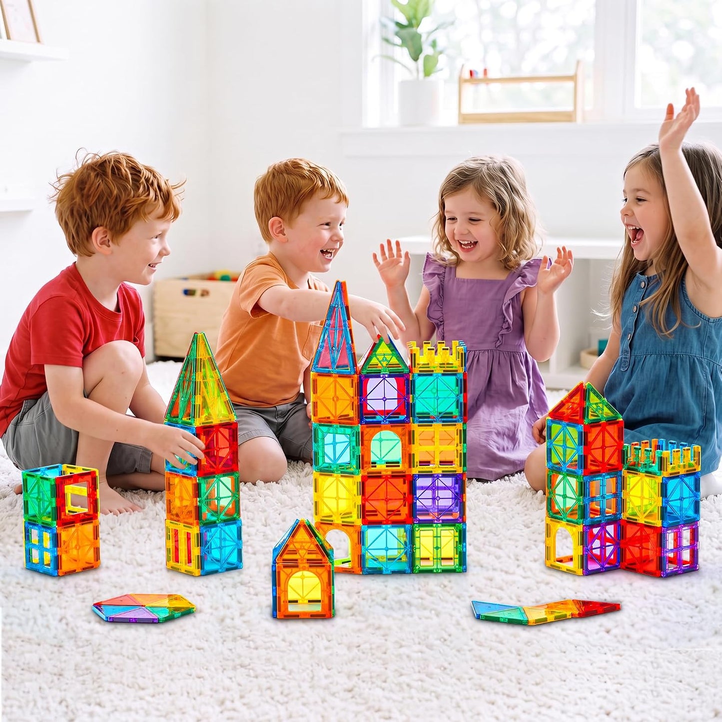 Gemmicc Kids Magnetic Building Blocks Deluxe Tiles Set 136pcs Multicolour NEW